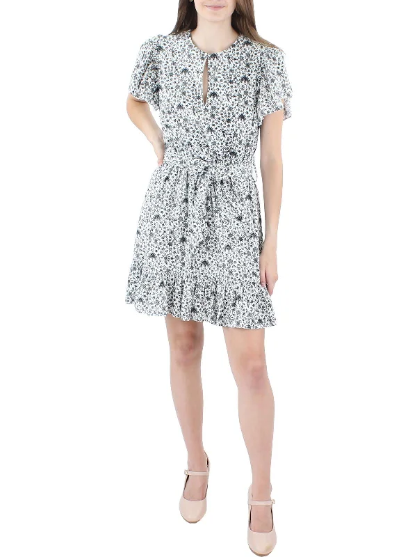 Womens Printed Mini Fit & Flare Dress