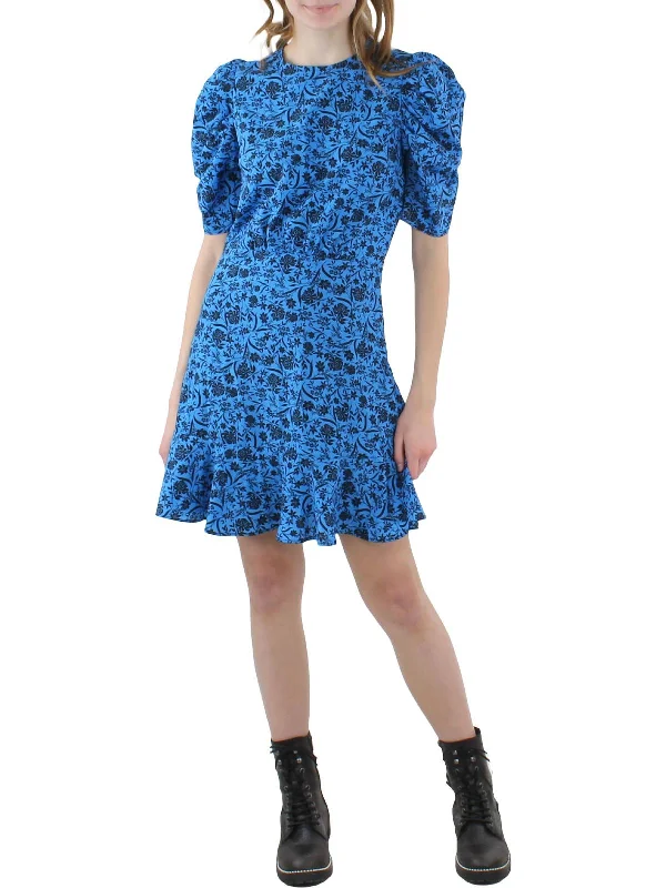 Womens Floral Knee Midi Dress