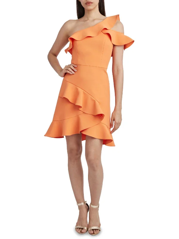 Womens Ruffled Mini Cocktail and Party Dress