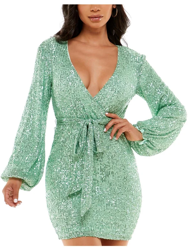 Womens Sequined Mini Bodycon Dress