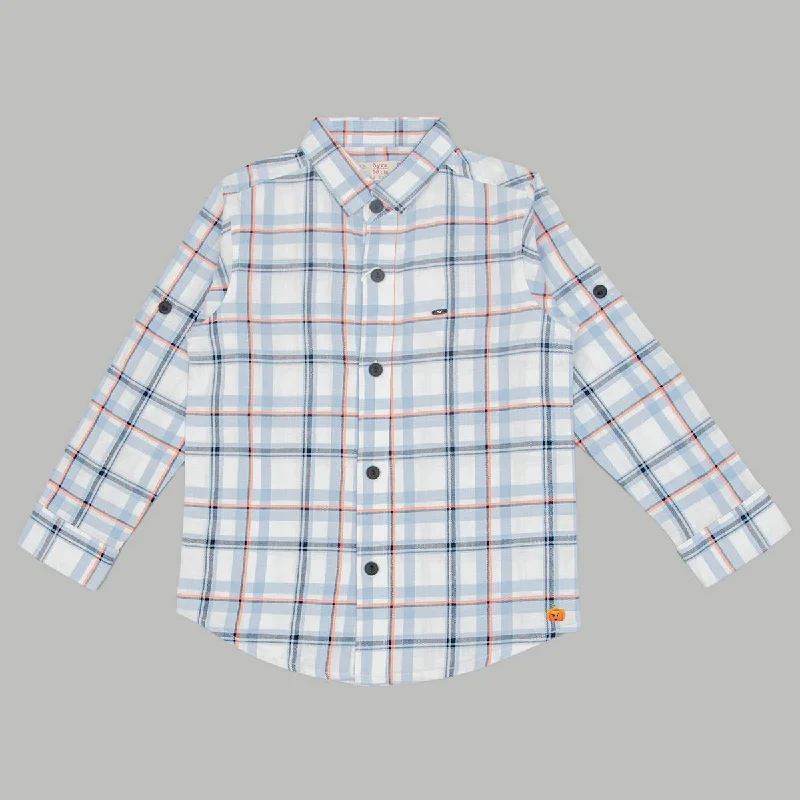 Blue Check Patterns Full Sleeves Shirt for Boys