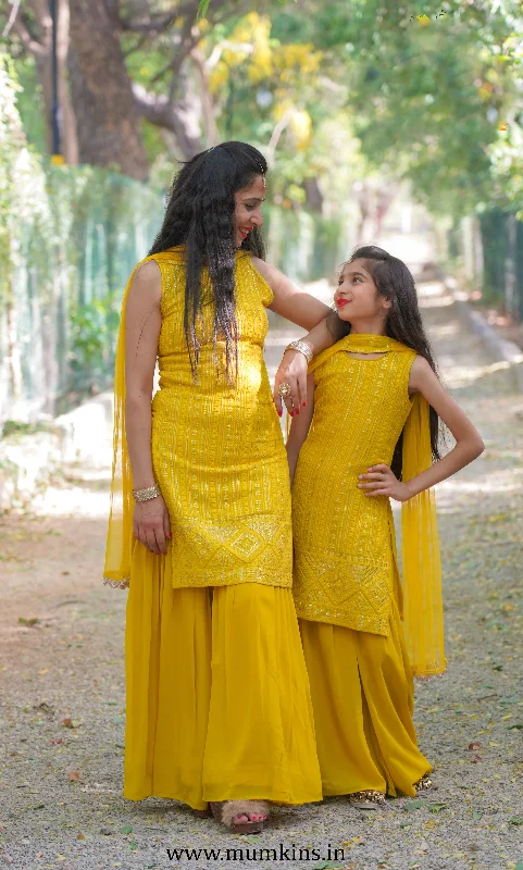 Mustard Mother-Daughter Plazo Set