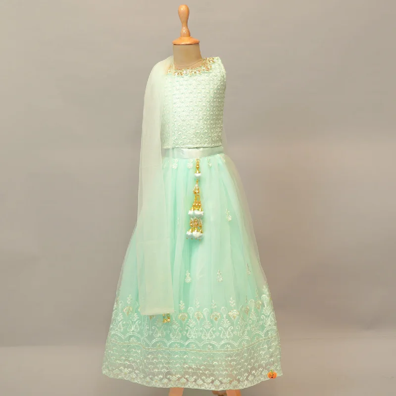 Sea Green Girls Lehenga Choli