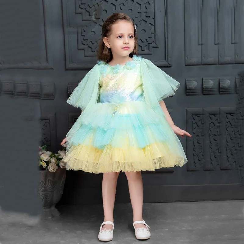 Multi Color Layered Frock for Girls