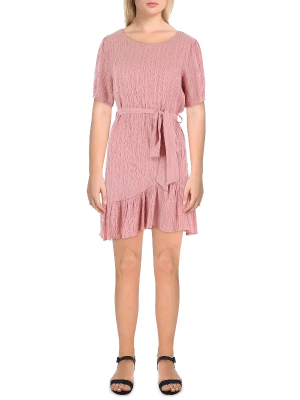 Womens Textured Above Knee Shift Dress