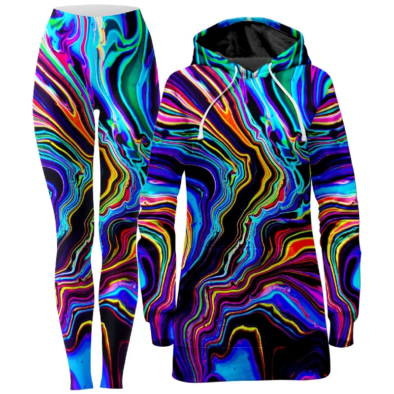 Neon Rift Hoodie Dress and Leggings Combo