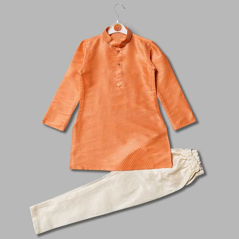 Silk Peach Boys Kurta Pajama