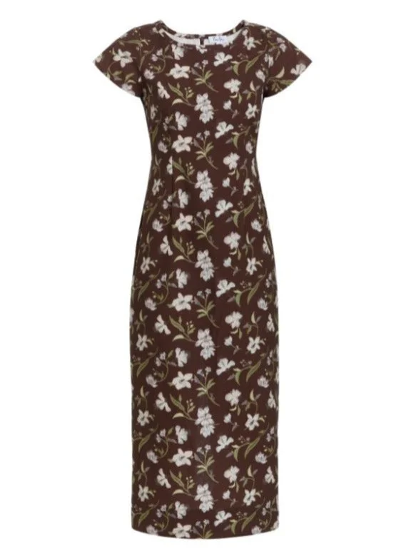 Charlie Dress in Brown Hibiscus