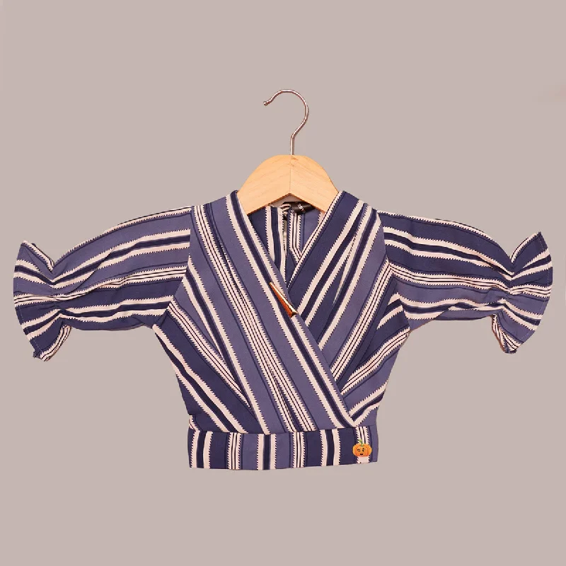 Striped Bell Sleeves Girls Top