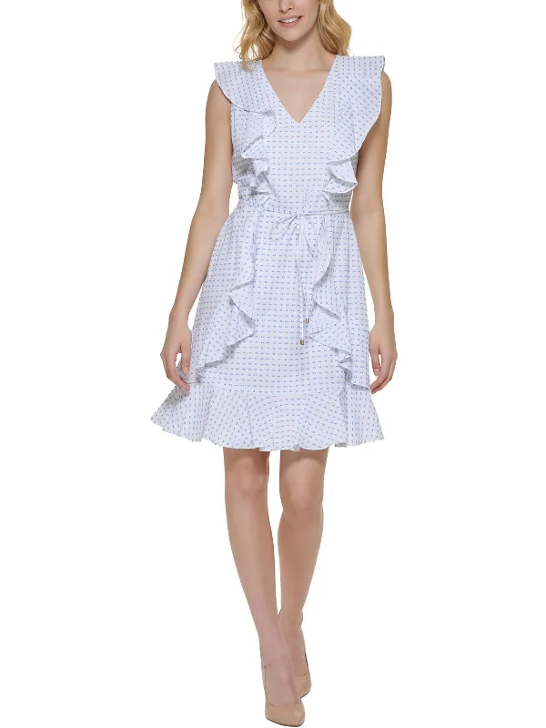 Womens Textured Clip Dot Mini Dress