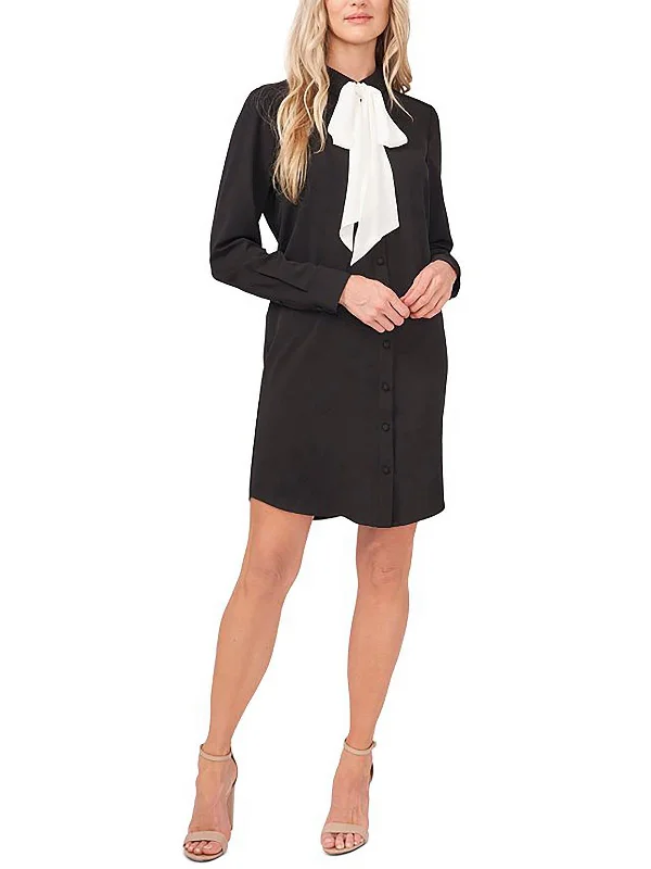 Womens Crepe Contrast Shirtdress