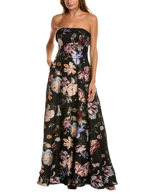 Marchesa Notte Floral Fil-Coupe Gown