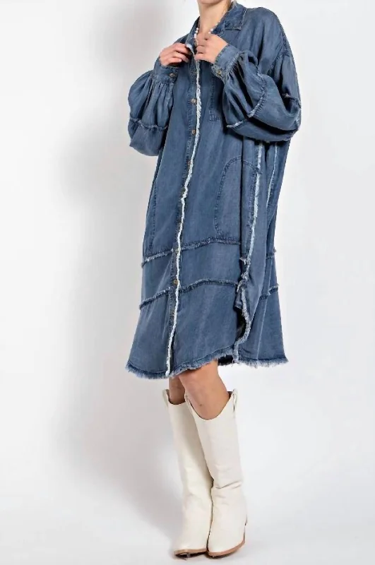 Harlow Denim Dress In Washed Chambray