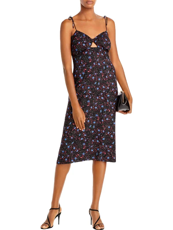 Womens Floral Sweetheart Midi Dress