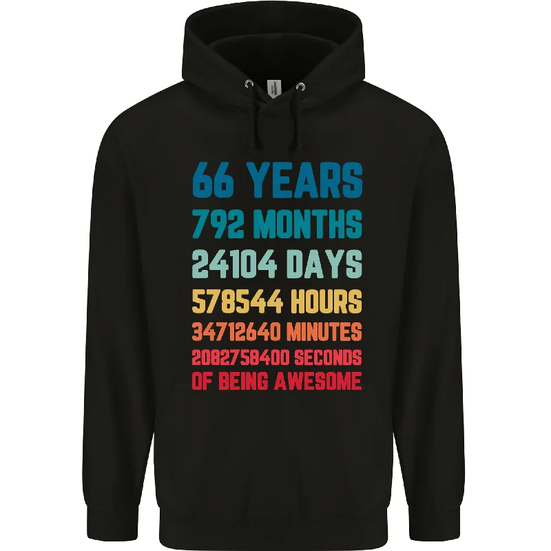 66th Birthday 66 Year Old Mens 80% Cotton Hoodie