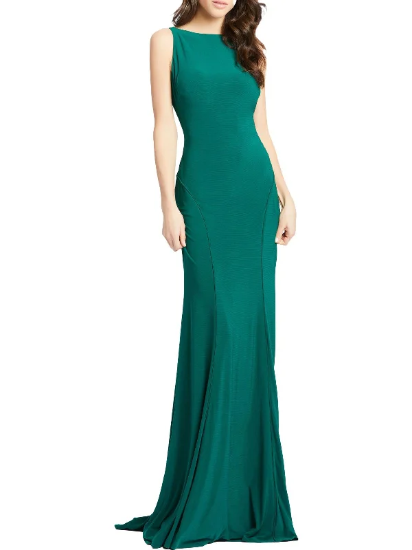 Womens Jersey Plunge Back Evening Dress