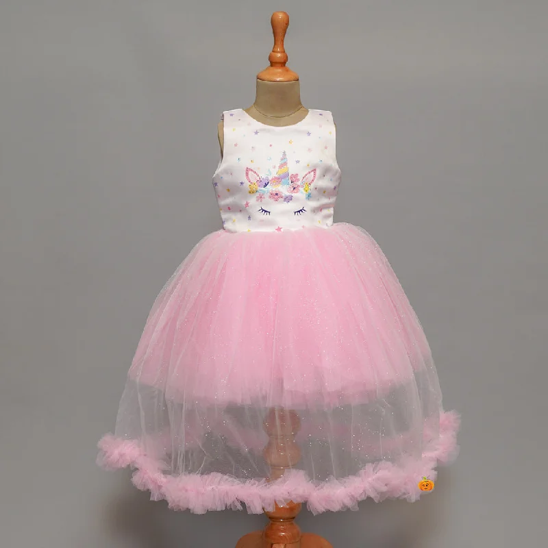 Girls Party Wear Frock with Glitter Designs