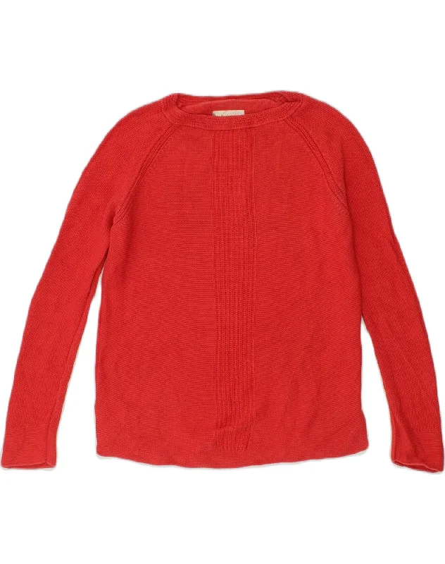 BARBOUR Womens Boat Neck Jumper Sweater UK 10 Small Red Cotton