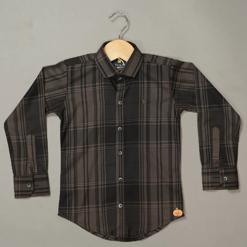 Solid Full Sleeves Checks Pattern Shirt for Boys