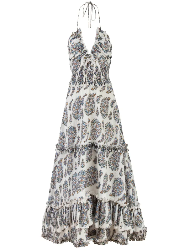 Bahar Ruffle Dress in Paisley Ghalamkar