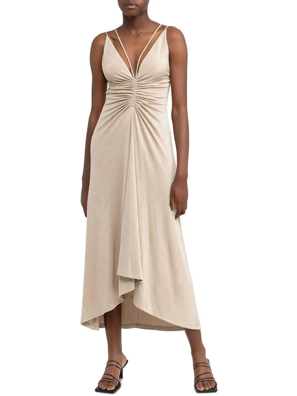 Sassari Womens Knit Shirred Halter Dress