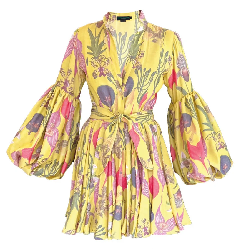 Carta Y Letra Dress In Botanica Yellow Print