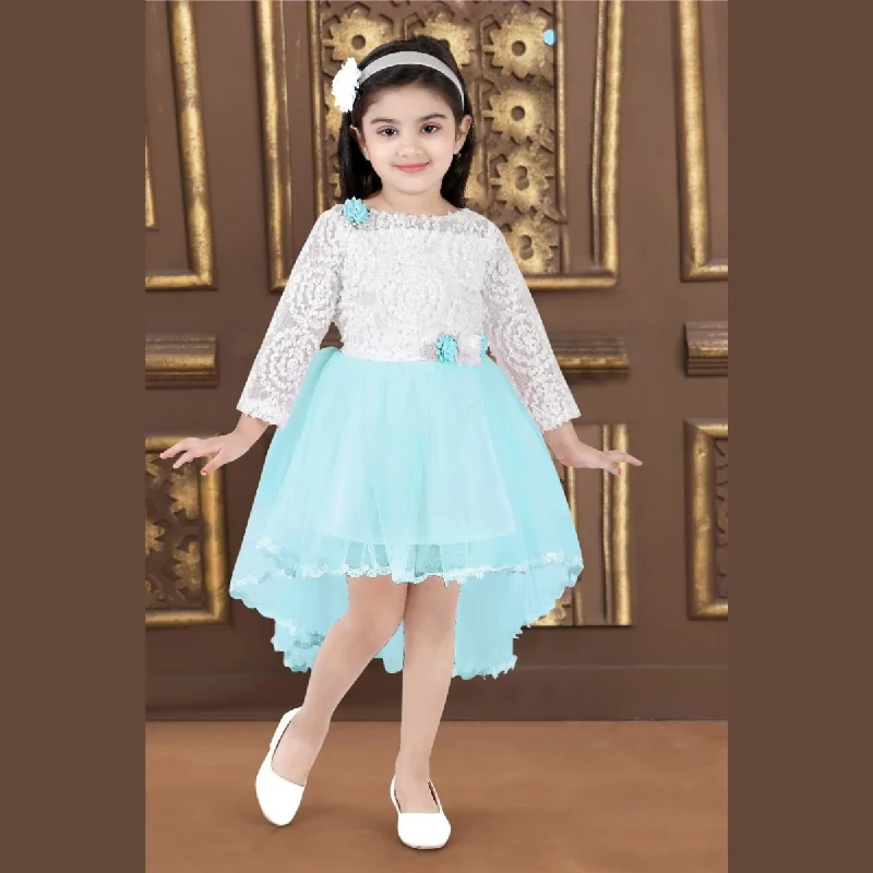 Turquoise High Low Girls Frock