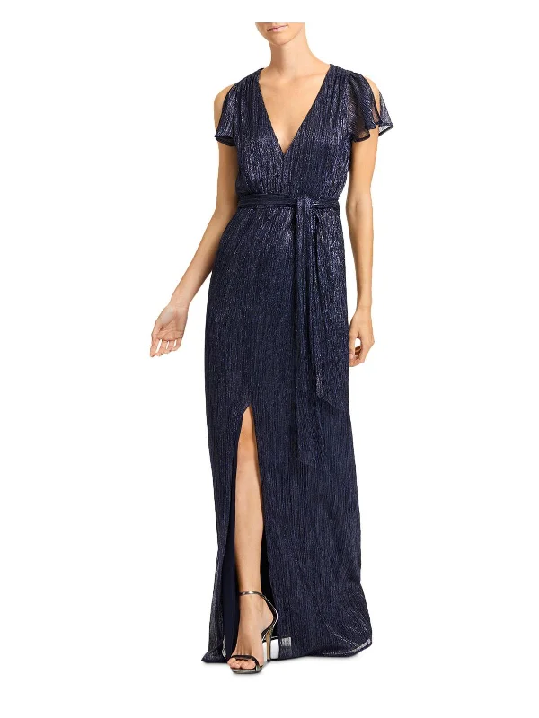 Womens Belted Maxi Evening Dress