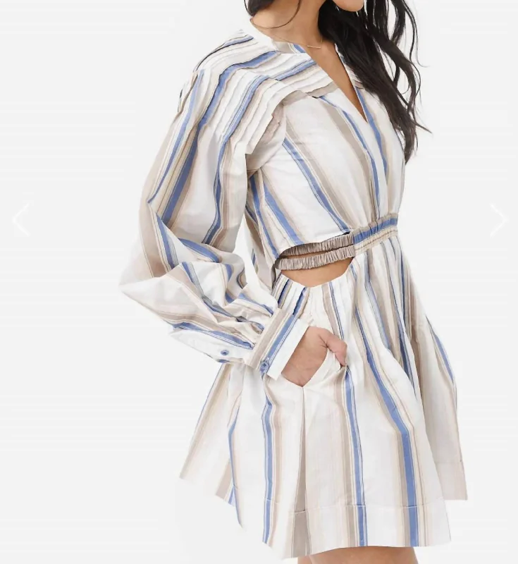 Tracie Stripe Dress in Nougat Stripe