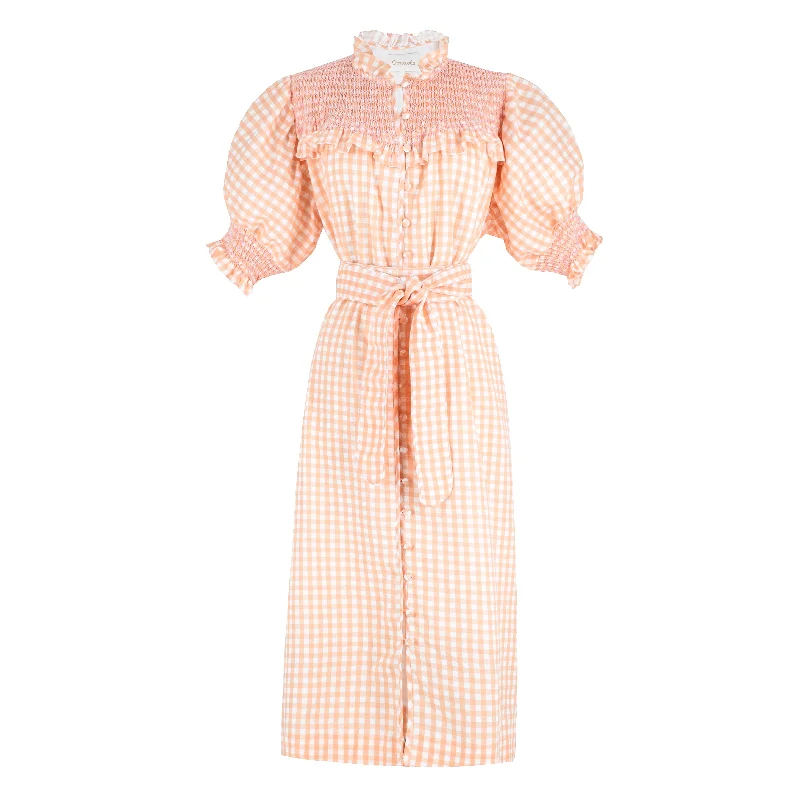 Women's Gen Dress - Peach Gingham/ Pink