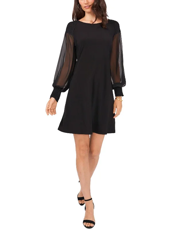 Petites Womens Chiffon Sleeve Mini Mini Dress