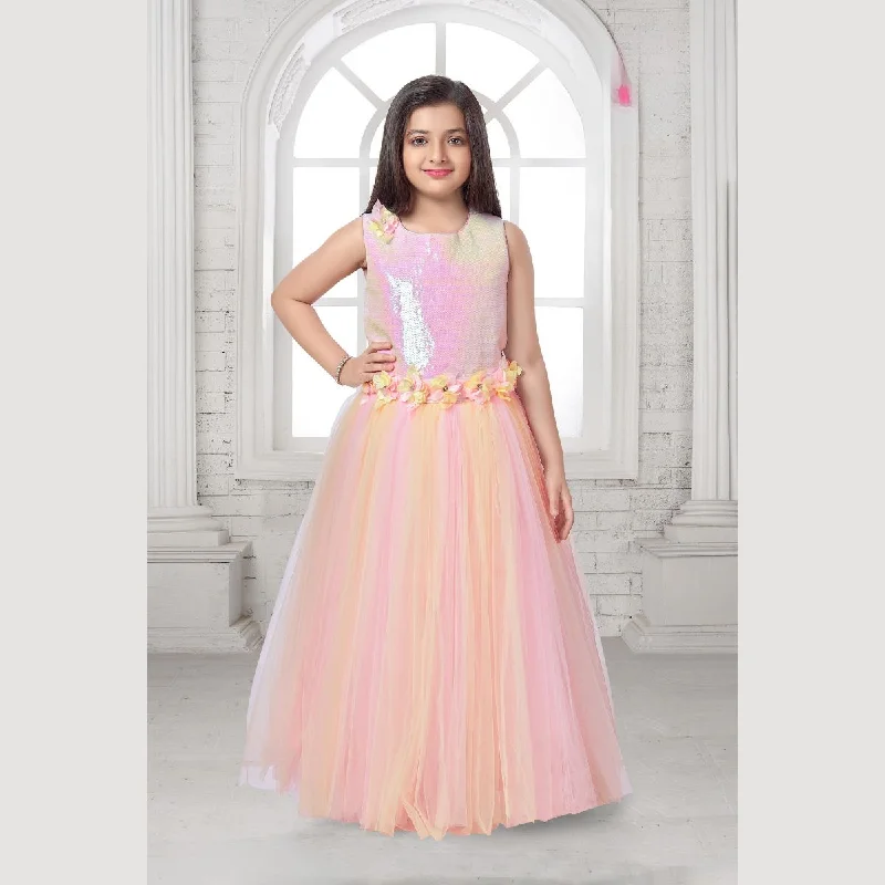 Pink Sequin Girls Gown