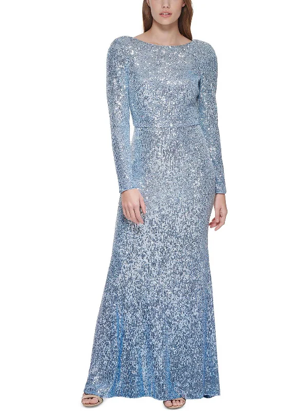 Womens Sequined Full Length Evening Dress