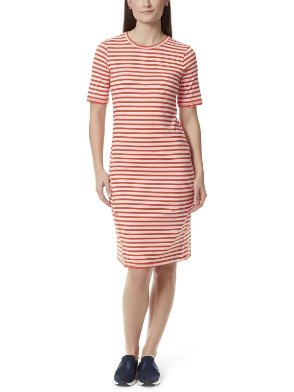 Womens Striped Midi T-Shirt Dress