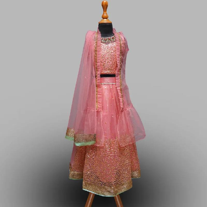 Peach Girls Lehenga Choli