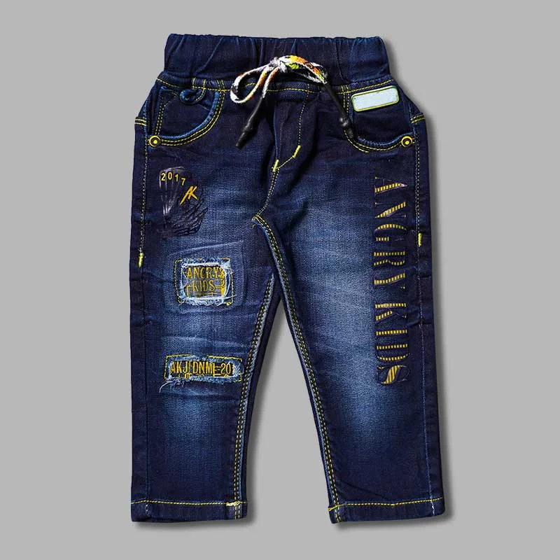 Jeans For Boys And Kids With Elastic Waist And Ripped Pattern