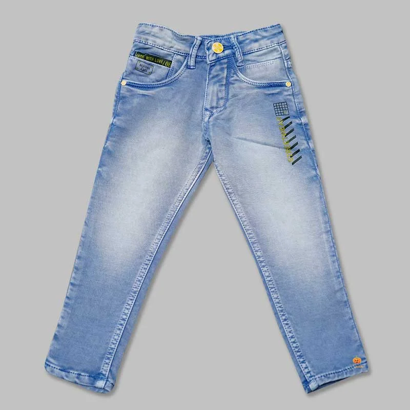 Blue & Grey Fix Waist Jeans for Boys