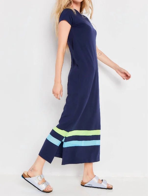 Mesher Maxi Dress In Navy