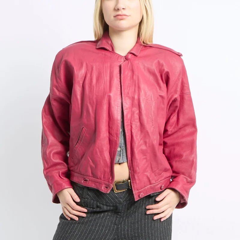 Leather Boxy Fit Jacket - UK 10