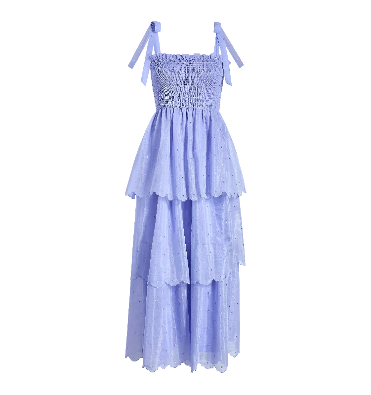 The Elise Nap Dress in Hyacinth Organza Dot