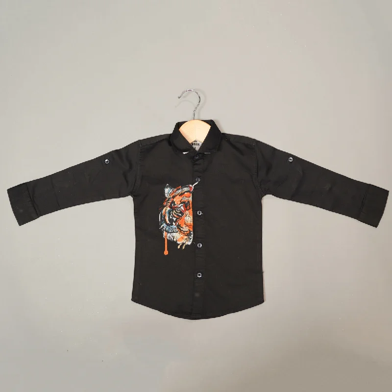 Solid Graphic Print Shirt for Boys