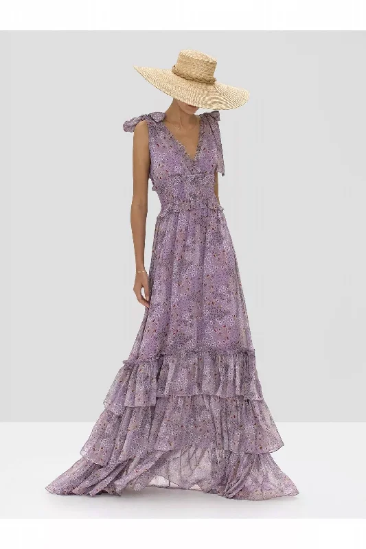 Clemence Dress in Purple Bouquet