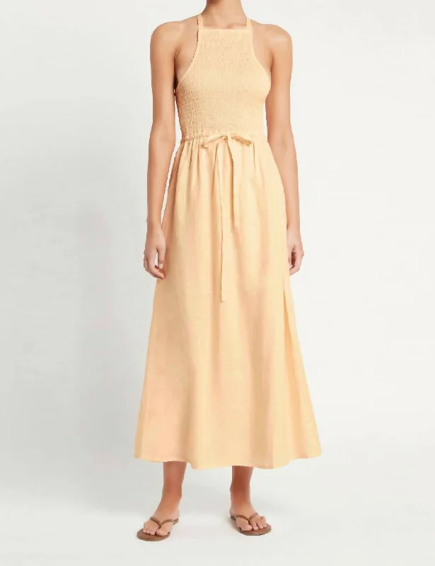 Valeria Midi Dress in Plain Butter