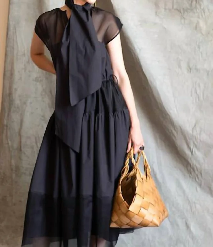 Organza/poplin Dress In Black