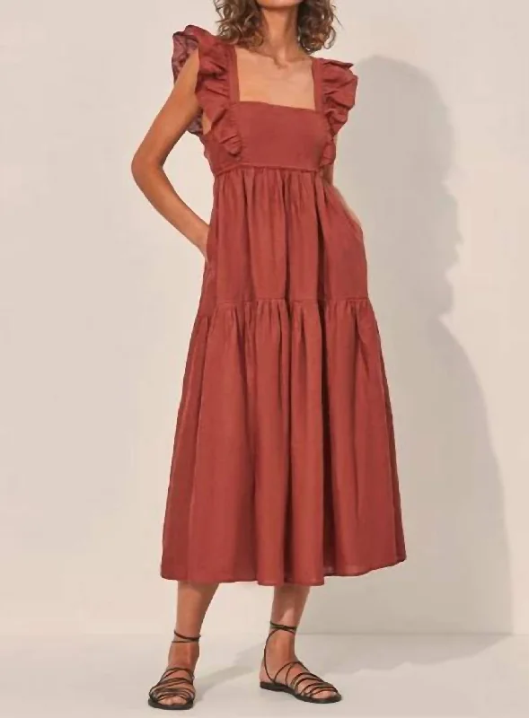 Clove Tie Back Maxi Dress in Rust