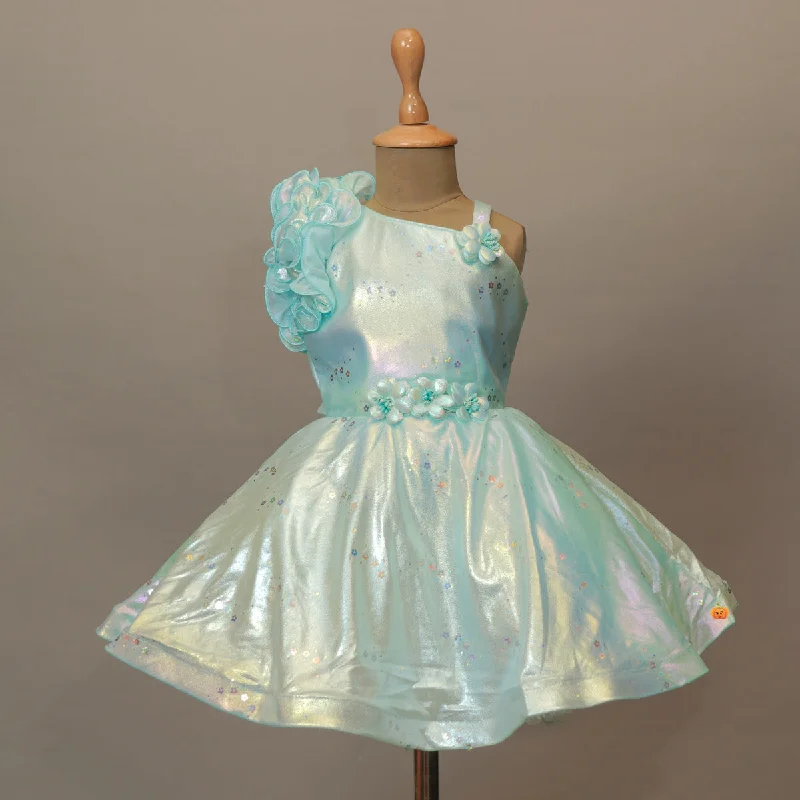 Sea Green Girls Party Wear Frock for Kids