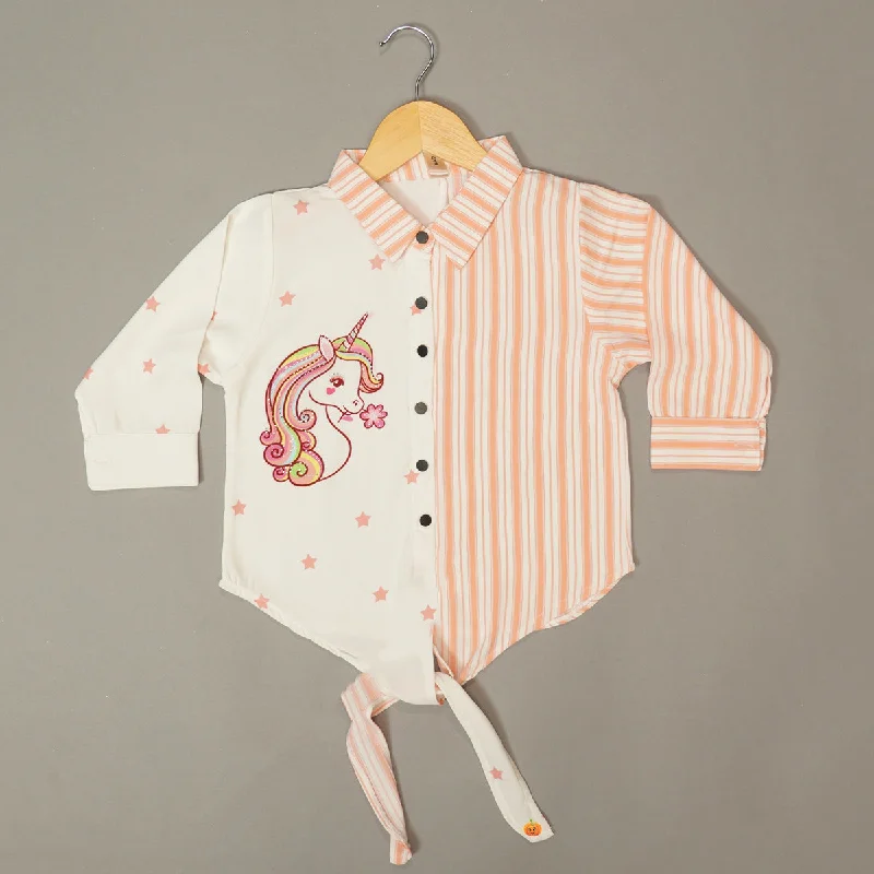 Unicorn Kids Top With Striped Designs