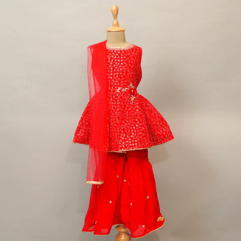 Red Color Girls Gharara Suit