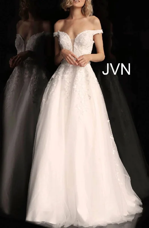 Prom Long Ball Gown in Off White