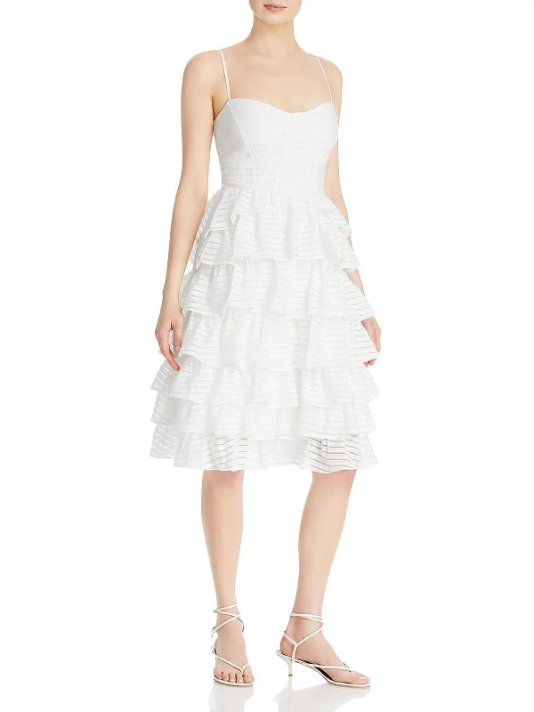 Womens Panel Ruffled Midi Dress